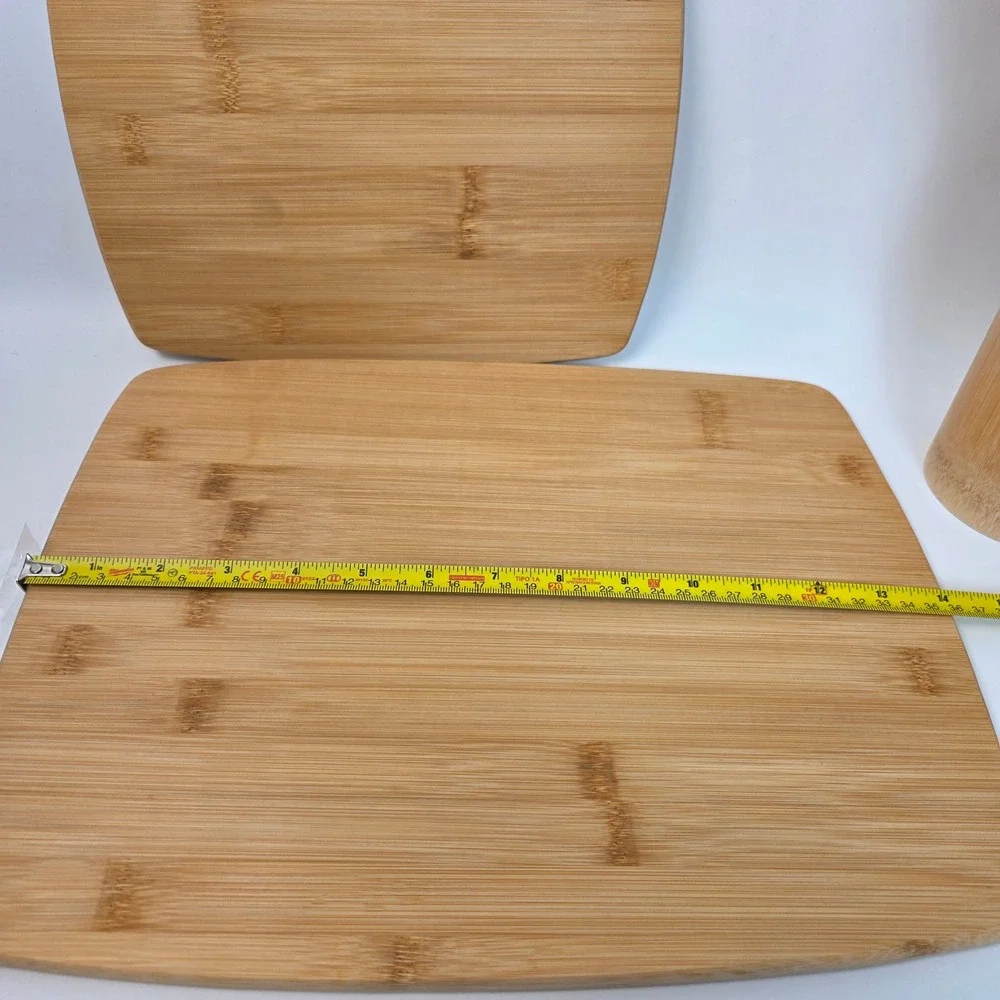 9pc Bamboo Cutting Board and Utensil Set with Holder Natural Wood Kitchen Tools